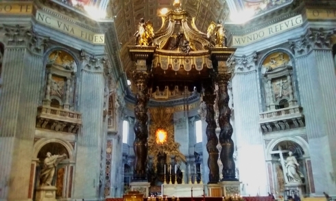 Papal Altar, Baldacchino and Altar of the Chair of St. Peter's Basilica in Rome