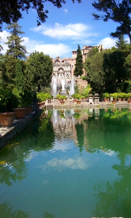 Tivoli Gardens at Villa D'Este in Rome, View of the Water Organ from the Fish Ponds.